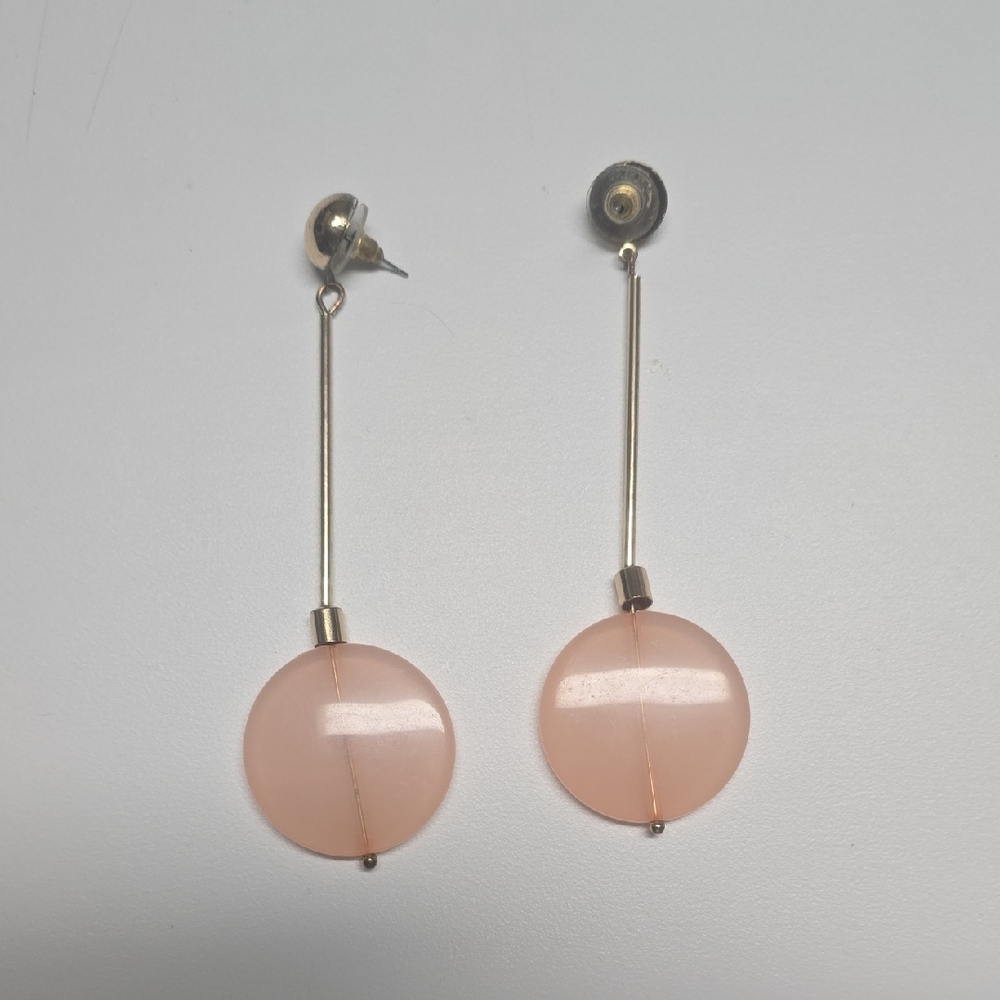 SOLD! Mango Pink and Gold Drop Earrings